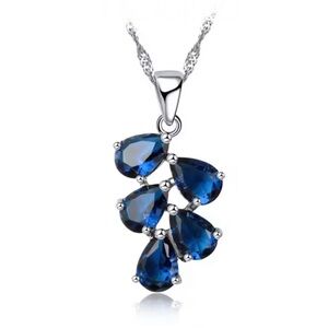 Swarovski Elements 925 Sterling Silver Blue Sapphire Cluster Necklace NEW